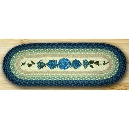 CAPITOL EARTH RUGS Oval Patch Printed Runner- Blue Hydrangea 68-362BH